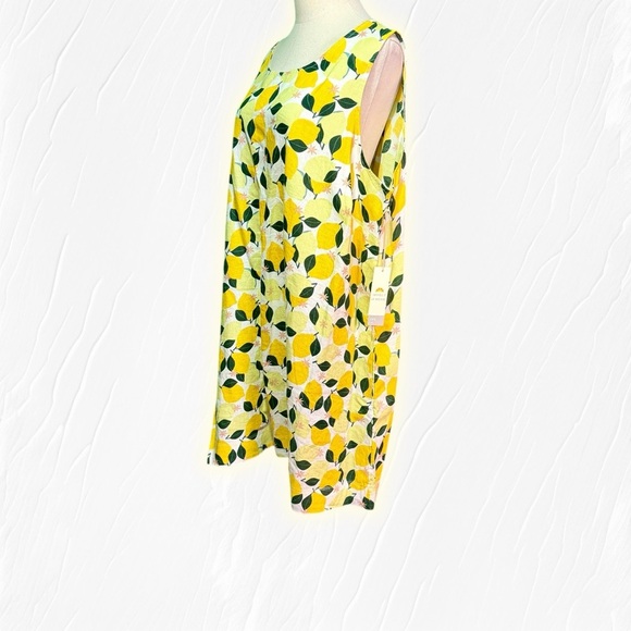 NWT C&C California 100% Linen Summer Lemon & Leaf Printed Shift Dress Size 2X - Picture 5 of 15